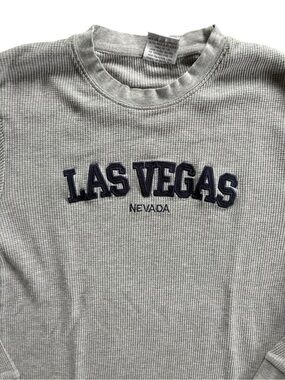 Las Vegas Nevada Waffle Knit Thermal Long Sleeve Shirt Men’s M Gray Medium